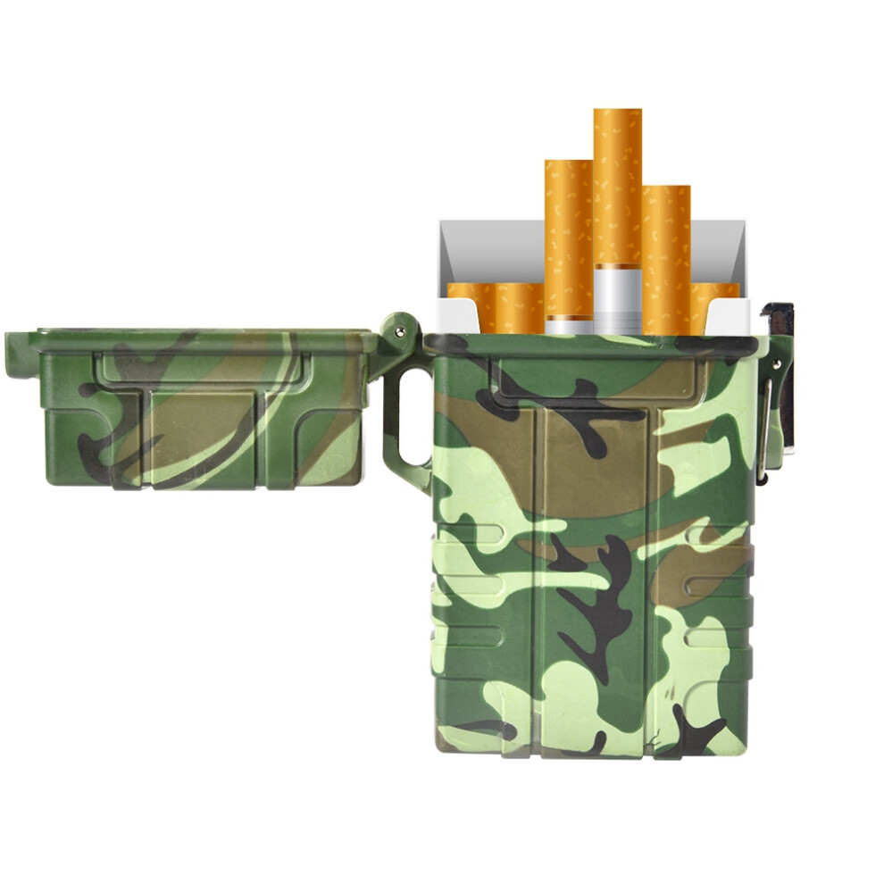 Outdoor USB Rechargeable Camouflage Cigarette Lighter & Storage Case, 97g, 8.1x3.3x11.2cm