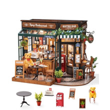 Rolife DIY Miniature House Kit Tipsy Restaurant - Model Kits Miniature Dolls House Kit for Adults Mini House Home Desk Bookshelf Decoration Idea