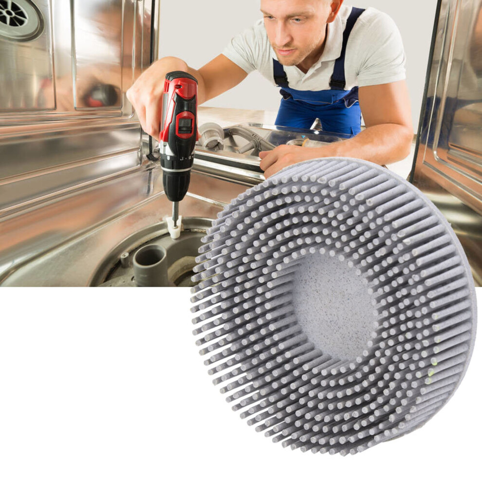 3 Inch Bristle Disc Emery Rubber Abrasive Wheel For Deburring Polishing White 9451362531144