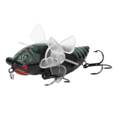 Bionic Cicada Fish Lure 7.5cm Hard Bait with Rotating Spins and Treble Hook