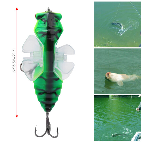 Hard Fish Lure Bionic Cicada 7.5cm with Rotating Propeller & Treble Hook 2