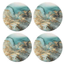 Decorative Coasters, Absorbent Round Coasters with Non-Slip Cork Back, Premium Textured for Drinks, Protect Furniture from Scratches, 4PCS Set