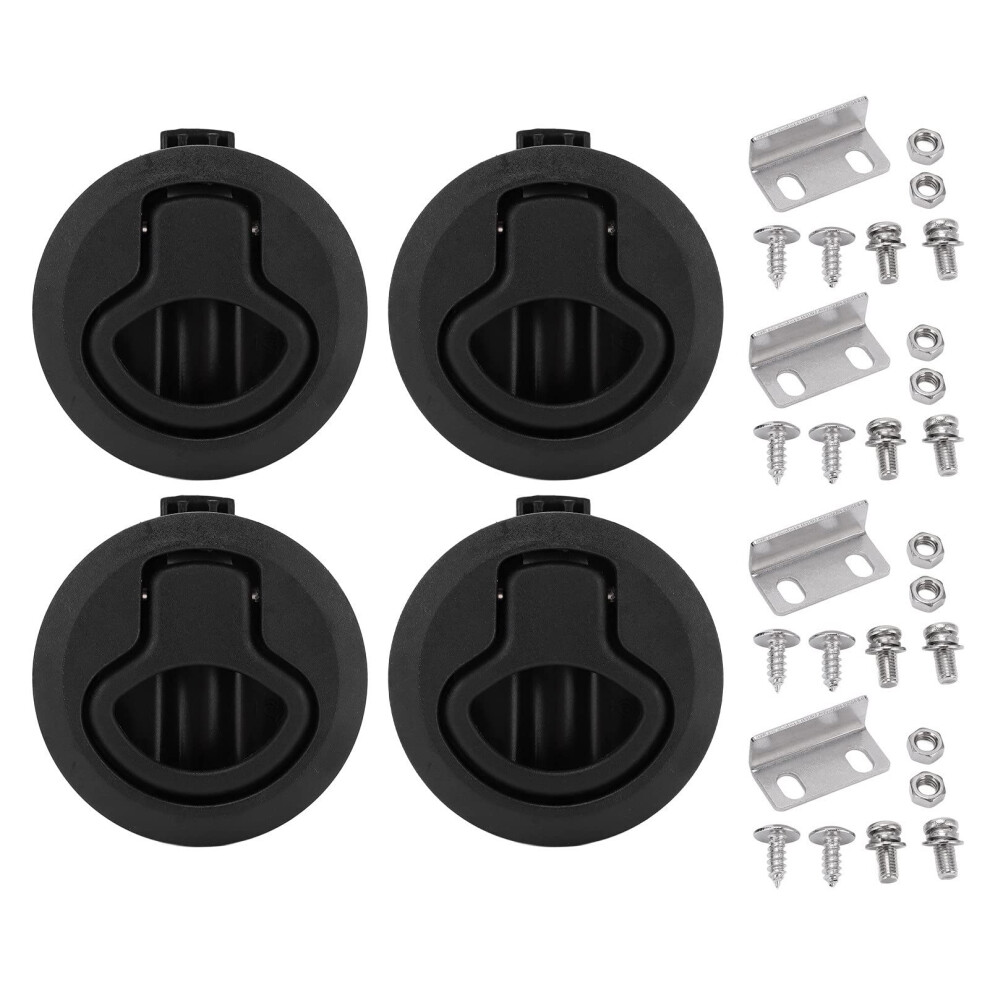 Boat Cabinet Hardware For Hatches, 61Mm/2.4In Marine Flush Pull Slam Latch Round Ring Lock Boat Cabinet Hardware For Hatches Yachts Rvs 9323874044590