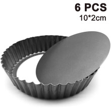 Set di 6 teglie antiaderenti facili da pulire, perfette per cuocere cheesecake e torte al cioccolato, con fondo rimovibile, teglia per quiche