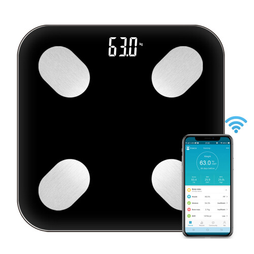 Multi-Functional Body Fat Scale, 180kg Capacity, 25mm Thin, Black/White 2