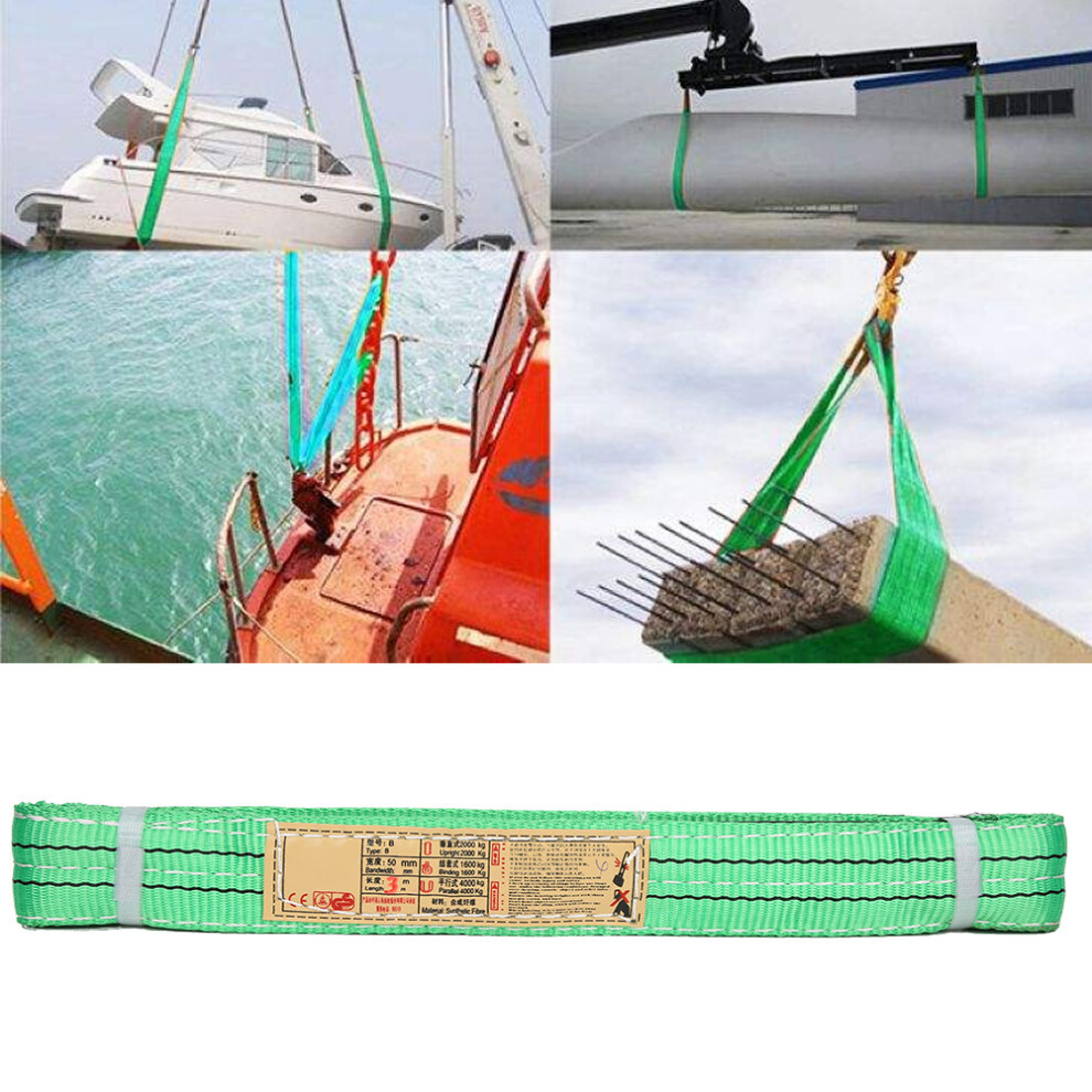 3M X 50Mm Green Polyester Industrial Lifting Sling With Canvas Ends 4681362537517