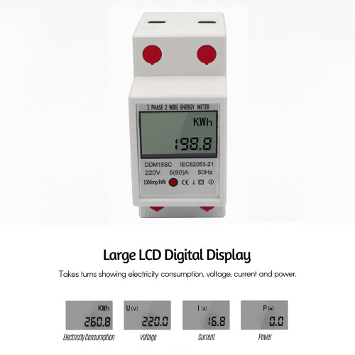 LCD Digital-Energiezähler DDM15SC 220V 80A Stromverbrauchsmonitor 1