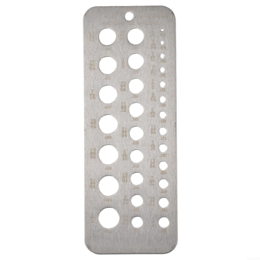 Stainless Steel For Imperial Drill Bit Gauge For 118 Angle Drill Bits Measuring And Grinding With Positioning Holes, Silver 9323874045405
