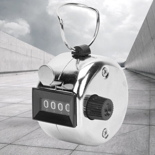4-Digit Silver Aluminium Hand Tally Counter, 0-9999 Count 2