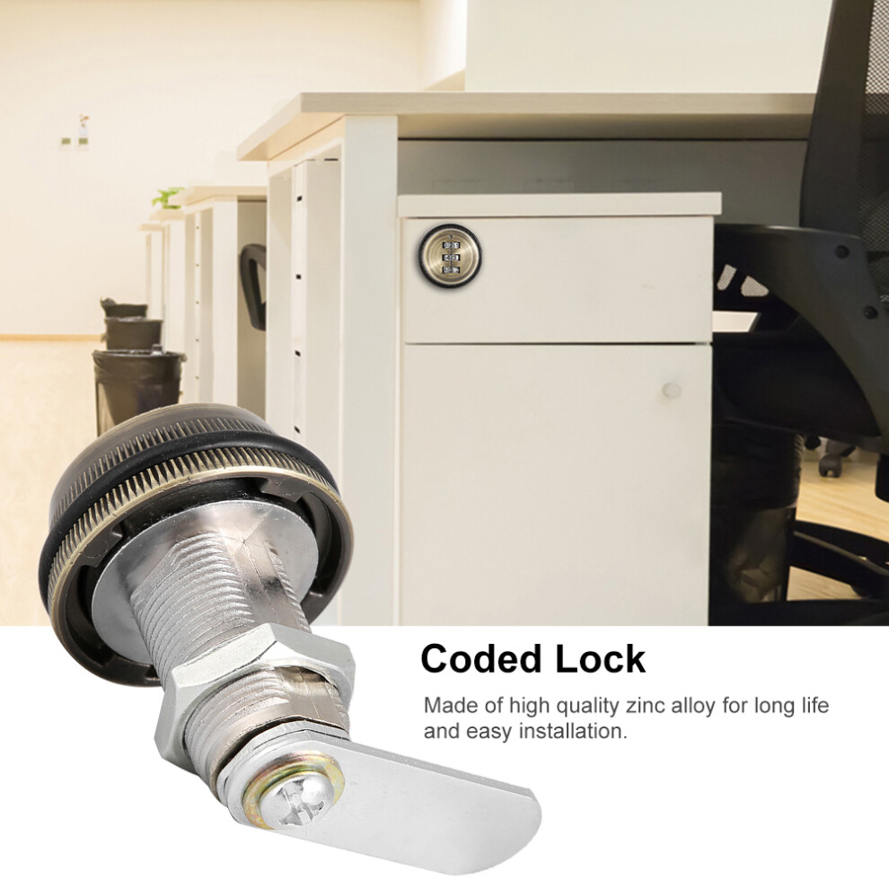Mechanical 3-Digit Password Mailbox Lock Zinc Alloy 30Mm Safe Cabinet Lock Cyan 4691362540721