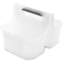 Portable Design Ventilation Holes Bath Caddie, Multi Purpose Storage Baskets With Handles For Bathroom And Kitchen (Grey)