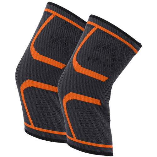 Elastischer oranges Knieschoner-Stützverband für Sport, M/L/XL