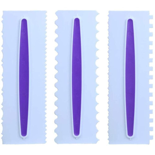 Cake Smoother Tool, Bench Scraper For Cake Decorating, Baking, Double Sided Patterned Edge Adjustable Cake Scraper, Plastic Sawtooth Comb (9.06  2.95