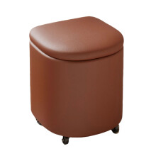 Sturdy Leather Ottomans With Wooden Frame High-resilience Foam Upholstered Footstool Stylish Vanity Stool With Pulley save space 10.0 inches Brown