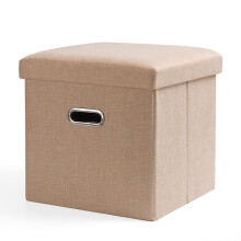 Sturdy Fiber Blend Ottomans Foldable Foot Rest Ottoman With Storage Stylish Solid Color Footstool Save Space Foot Stools save space 25cm Beige