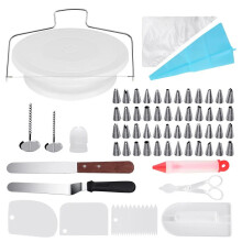 Kit de décoration de gâteaux professionnel 88 pièces, comprenant un présentoir à gâteaux, 24 douilles à pâtisserie, des spatules en acier