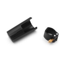 Alto Sax Mouthpiece Cap & Leather Ligature, Black, 7.8cm