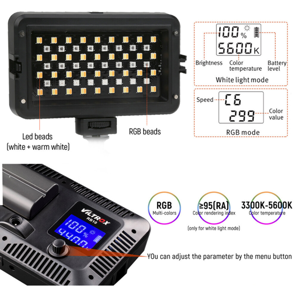 Rb10 Rgb Led Video 2500-8500K Dimmable 1180Lm Photography Lamp Light 4671362543144