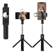 K10-S Schwarzer Bluetooth Selfie-Stick mit Stativ und Support-Halter
