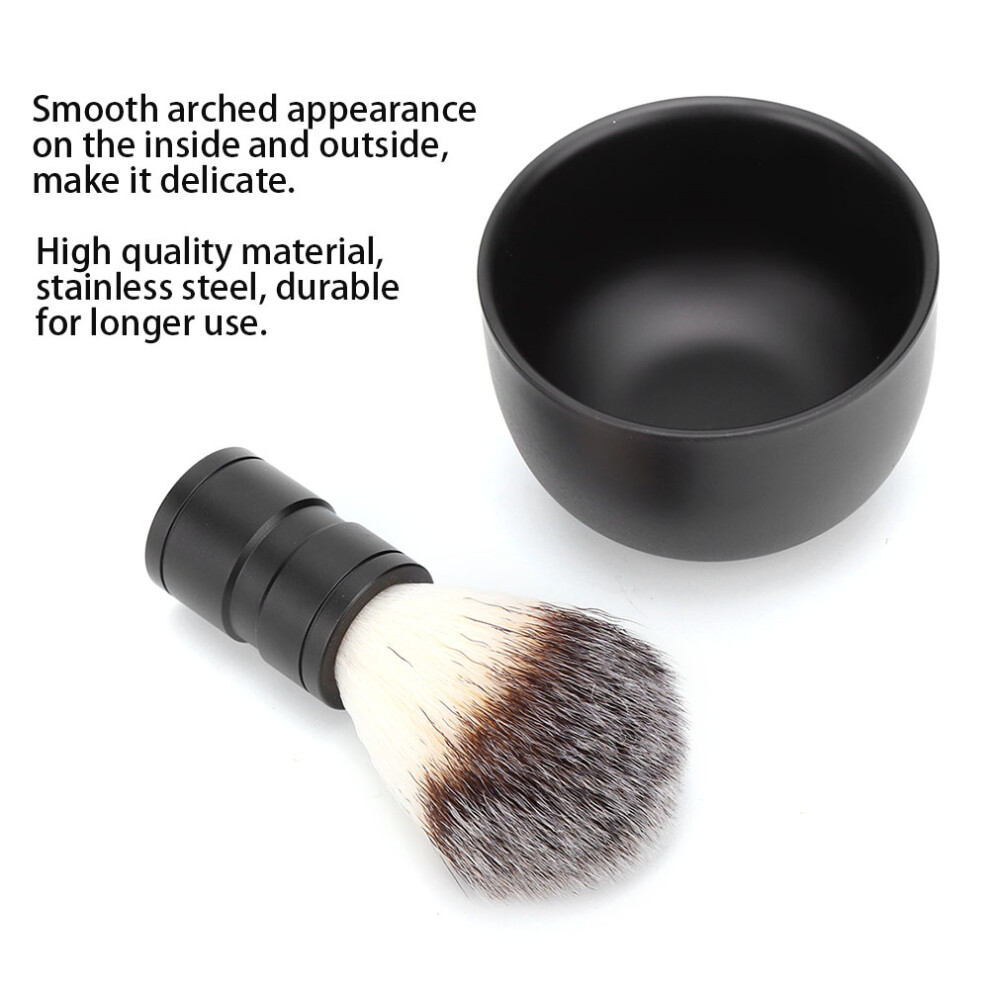 Men Stainless Steel Shaving Soap Bowl & Soft Hair Brush Beard Kit