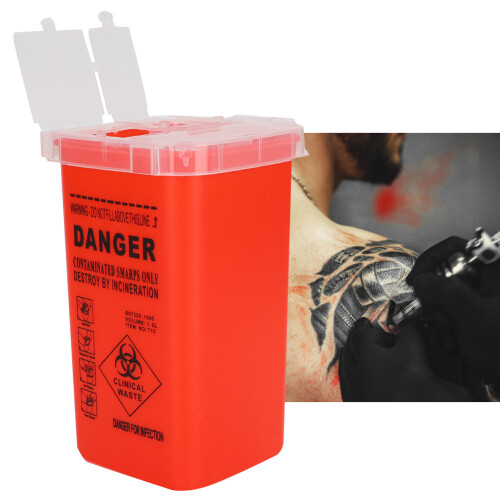 Tattoo-Abfallbehälter Kunststoff Einwegklinge Cutter 500 ml Roter Behälter