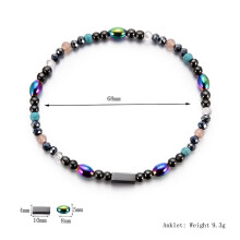 3PCS Black Acrylic Gallstone Foot Anklet Adjustable 7cm Foot Jewelry