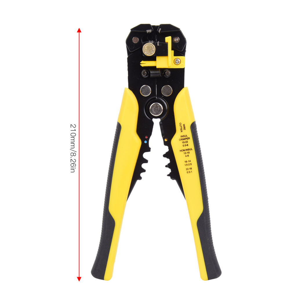 Multifunctional 8-Inch Yellow Copper Wire Stripper & Crimping Pliers 8391362544427
