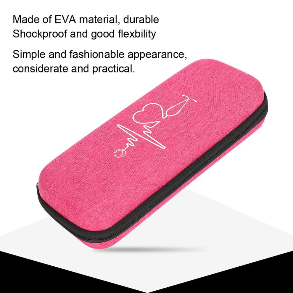 Red Shockproof Eva Stethoscope Storage Bag Portable Organizer Box Rose