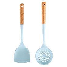 Non-stick varmebestandig silikoneøse, ergonomisk håndtag, massiv spatel med træhåndtag, sømløs fødevaregodkendt silikone køkkenredskab til