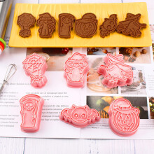 Mini-Kuchenformen zum Backen, robustes Halloween-Ausstechformen-Set mit Stempel und Auswerfer, 3D-Design, wiederverwendbare Kunststoffformen mit