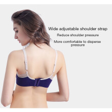 Open Buckle Lace Wireless Nursing Bra for Pregnant Women Blue XL