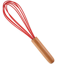 Küchenbesen mit rutschfestem Design, Silikondraht-Kochbesen, Holzgriff, vielseitige Größen, hitzebeständig (bis 230 C), kratzfeste Beschichtung