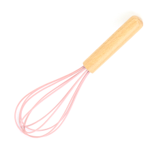 Handbesen, Silikon-Schneebesen, ergonomischer Holzgriff, optimiert für beste Kochergebnisse, hochhitzebeständig, Edelstahl & Silikon