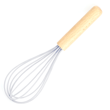 Klassischer, ballonförmiger Schneebesen für perfektes Mischen, Silikon-Schneebesen mit Holzgriff für komfortable Handhabung, optimiert für
