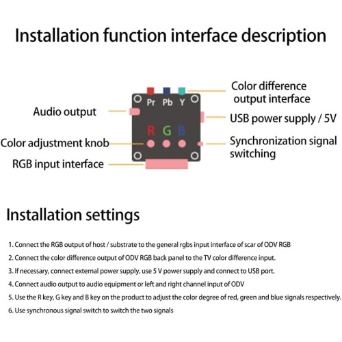 RGBS SCART to YPBPR Component Transcoder Converter Retro Game Console, RGBS to Color Difference Component 1