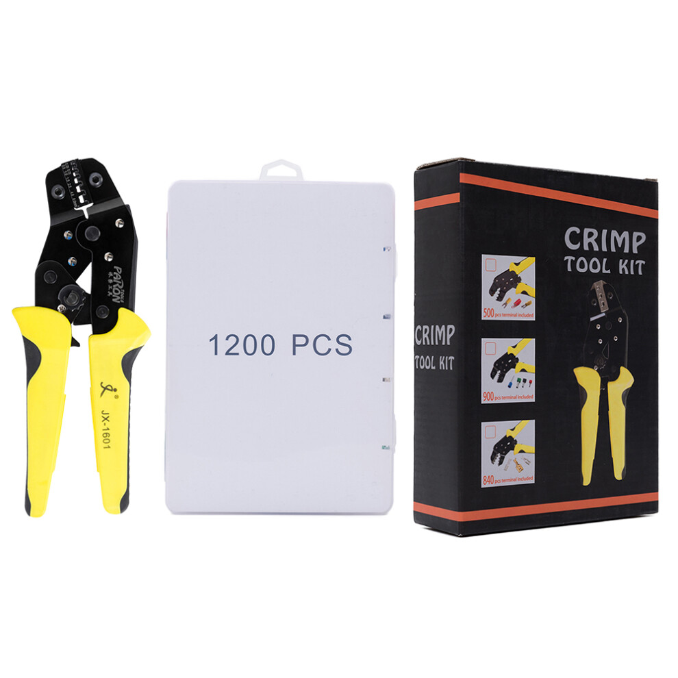 Insulated Wire Crimping Tool Kit With 1200 Terminals Awg24-10, Ergonomic 7891362549916