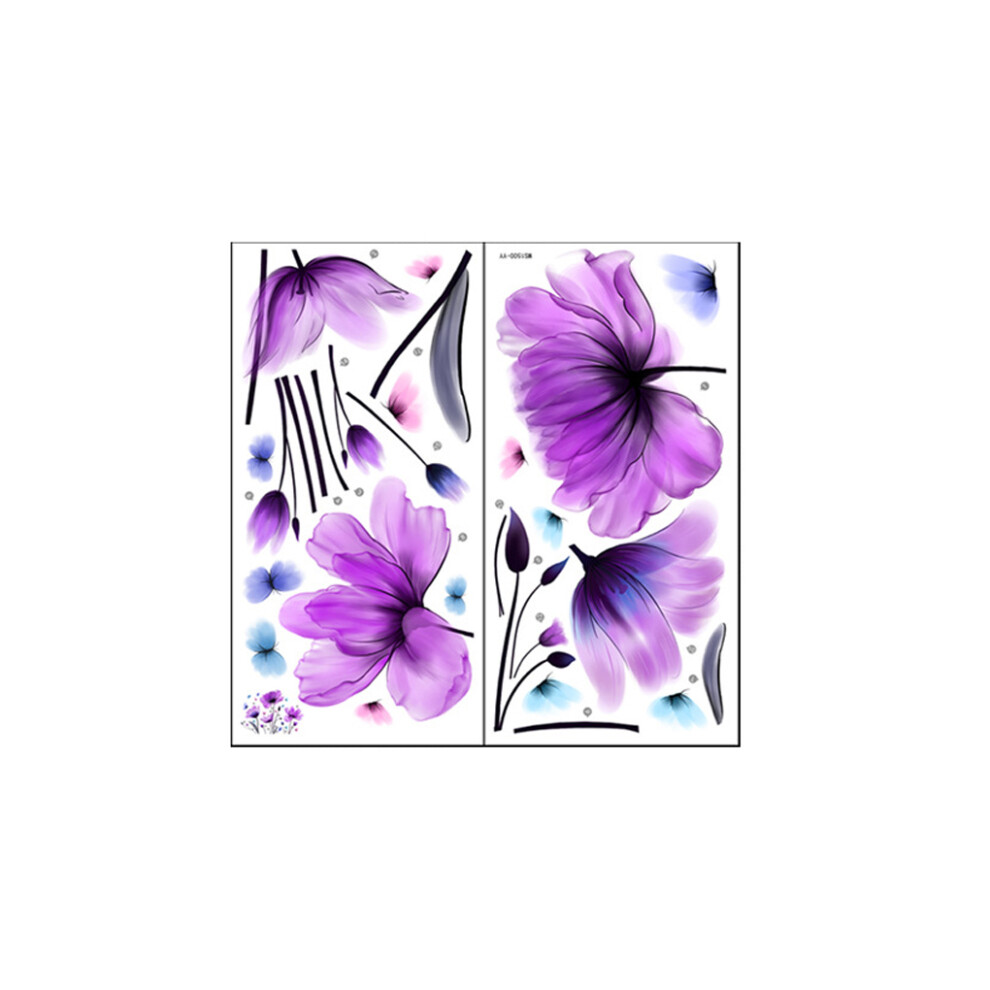 2Pcs Tulips Decals Pvc Wall Stickers Poster Mural Backdrop Sticker Purple