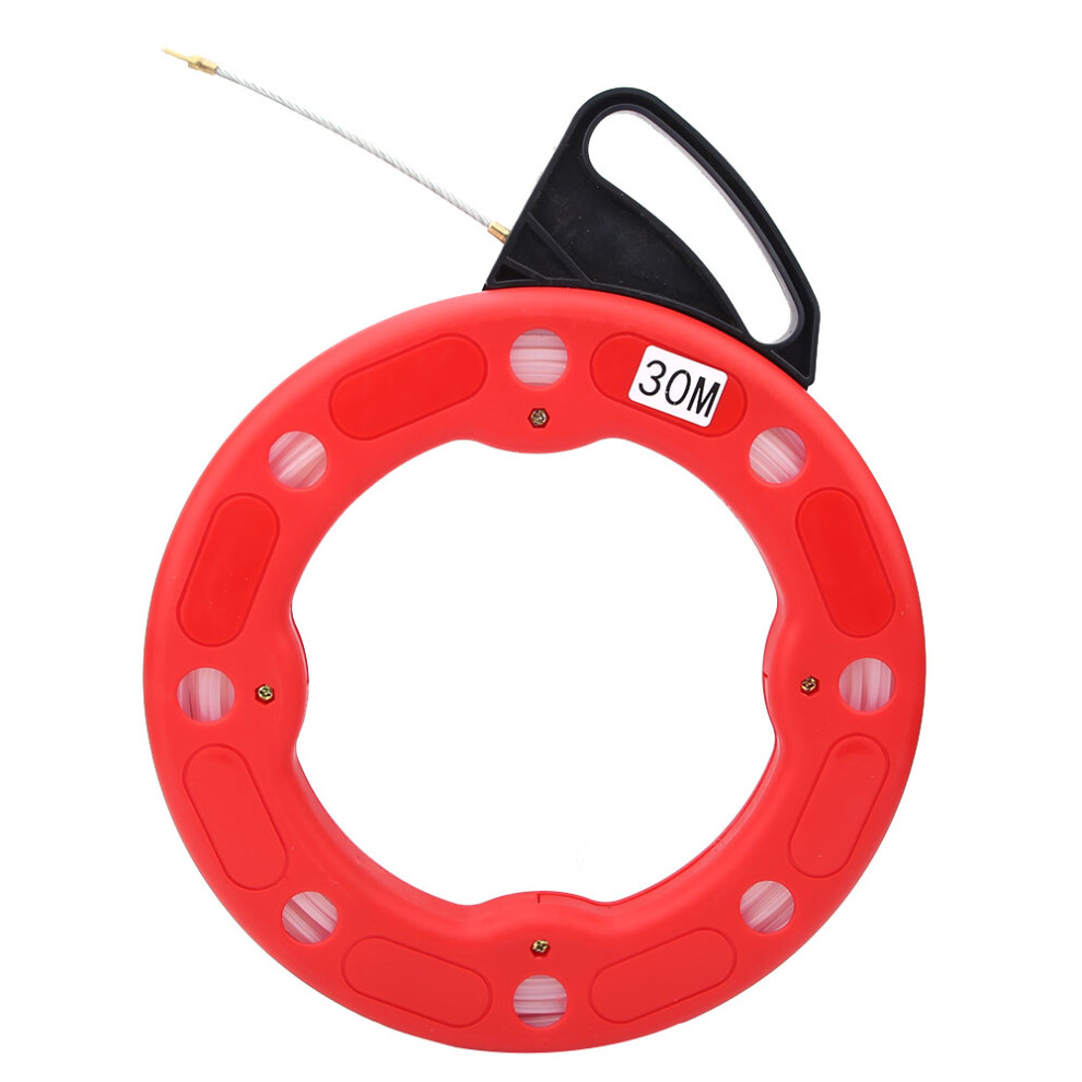 Fiberglass Nylon Fish Tape Reel Puller 4.0Mm 30M Non-Conductive Wire Tool 9371362552249
