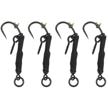 8 Stück Karpfenangel-Ringhaken-Set mit Widerhaken aus Legierung und Kupfer, Größe 6#, schwarz