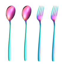 Conjunto de garfos de jantar Rainbow, garfos de aço inoxidável com revestimento de titânio iridescente, talheres elegantes para mesas