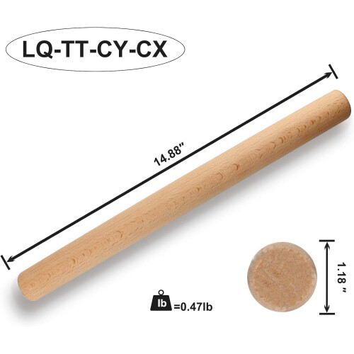 Laminador de massa profissional, feito de madeira de faia, durável e versátil, com superfície lisa, design ergonômico cônico e 3 polegadas. 1