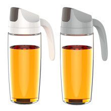 Bottiglia di olio in vetro per cucinare, dispenser di olio con ribaltamento automatico e beccuccio in acciaio inox a versamento preciso, contenitore