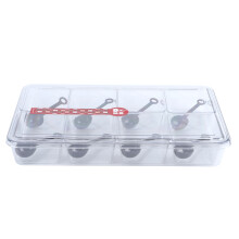 Organizador de temperos transparente, próprio para alimentos, com tampas, compartimentos múltiplos para condimentos e design leve e compacto. Feito