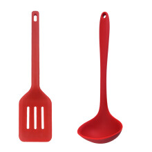 Varmebestandige silikonøser, livlige farger Non-stick-belegg Tåler kokekar Sømløs design Tåler oppvaskmaskin Langt håndtak Komfortabelt å