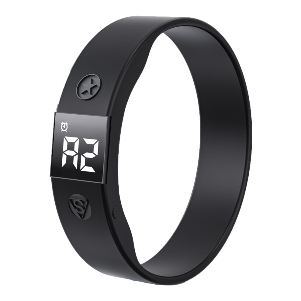Vibrating Alarm Watch Water Resistant Wake Up Wristband Silent Medical Reminder Watch - With Timer And 8 Daily Alarms Black