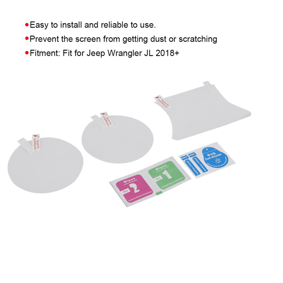 3Pcs Car Dashboard Screen Protector Film Fit For Jeep Wrangler Jl 2018+ 8401362555139