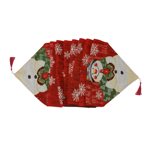 Xmas Table Cover Placemat Snowman Pattern Tablecloth Restaurant 1