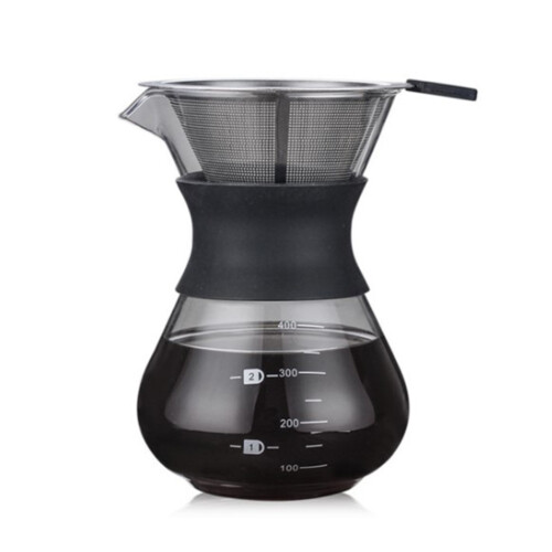 Κομψή καφετιέρα Pour-Over 400ml, φίλτρο από ανοξείδωτο ατσάλι, χειροποίητος σχεδιασμός, 2