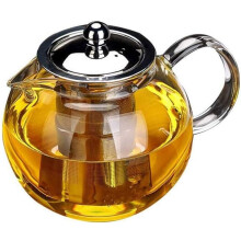 Handgemaakte glazen theepot, geschikt voor gebruik op het fornuis, perfect voor losse thee. De druppelvrije tuit zorgt voor een schone schenking,