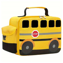 Bolsa de almuerzo infantil ligera y adorable, nevera térmica con buen aislamiento y diseño de autobús escolar en 3D, material de lona sin BPA,